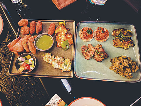The vegetarian and non-vegetarian platter