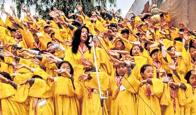 Naga tribals performing in a choir