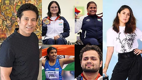 Sachin Tendulkar (L), the Indian para-athletes (C), Kareena Kapoor (R)