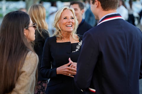 First Lady of the United States, Dr. Jill Biden attends the Ralph Lauren Spring/Summer 2025 fashion show as part of New York Fashion Week on Sept. 5, 2024, at Khalily Stables in Bridgehampton, NY