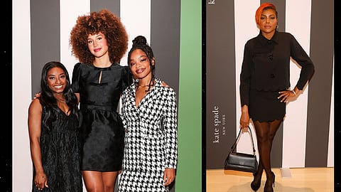 

Simone Biles, Sofia Wylie and Marsai Martin at Kate Spade New York’s annual Global Summit on Women’s Mental Health 
(R) Taraji P Henson   
 

  