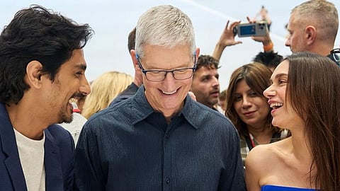 Siddharth, Tim Cook and Aditi Rao Hydari