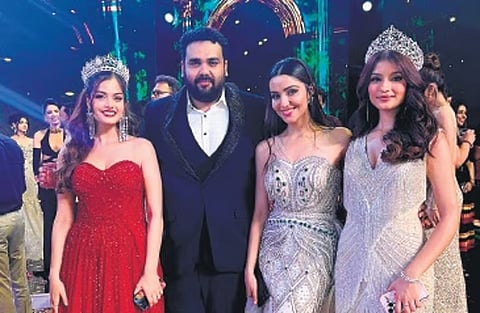 In Frame: Shamkhan A with the models at Miss India pageant