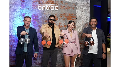 L-R: Jake Dyson, Chief Engineer, Dyson; Badshah, music icon; Shai, Singer- Songwriter and Ankit Jain, Managing Director, Dyson India unveil the Dyson OnTrac headphones in India