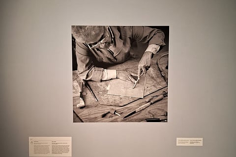 In Frame: A portrait photograph of Krishna Reddy at 'Rhyme Unbroken — Krishna Reddy as Artist and Perpetual Student', Museum of Art and Photography (MAP), Bengaluru
