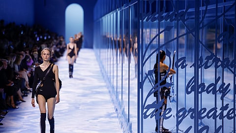 A model wears a creation as part of the Christian Dior Spring/Summer 2025 collection
