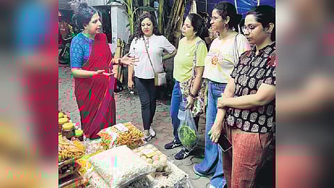 A gathering in Delhi’s CR Park before Durga Pujo