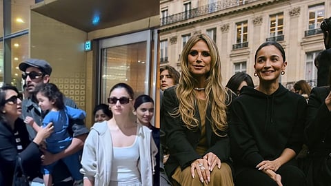 Alia Bhatt with family at Mumbai airport (L); Heidi Klum and Alia Bhatt (R)