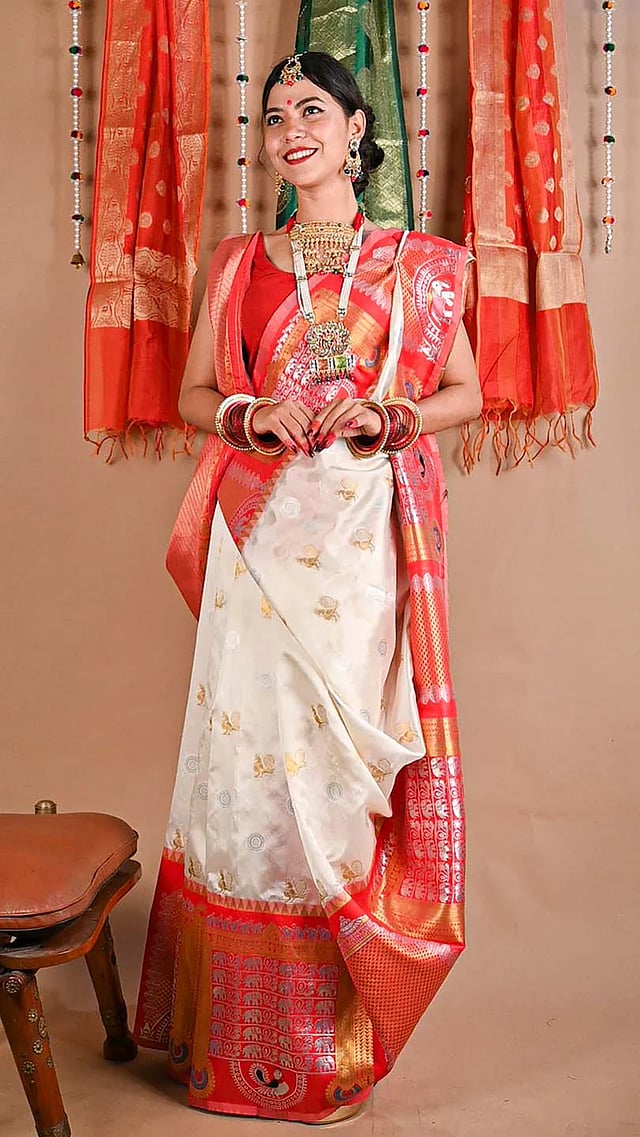 Ready-to-wear pujo Kanjeevaram sari 