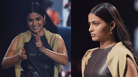 Olympic champion Manu Bhaker walks the ramp at Lakme Fashion Week 2024