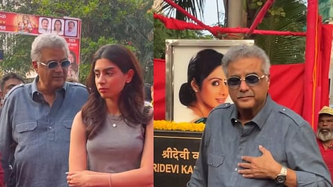 Boney Kapoor and daughter Khushi Kapoor inaugurate Sridevi Chowk in Mumbai in honour of the late actress