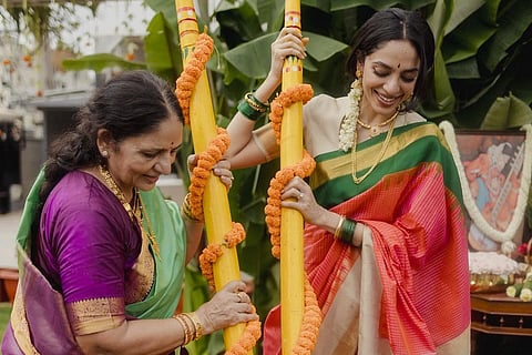 Sobhita Dhulipala flags off wedding festivities with Naga Chaitanya with Pasupu Danchadam ceremony