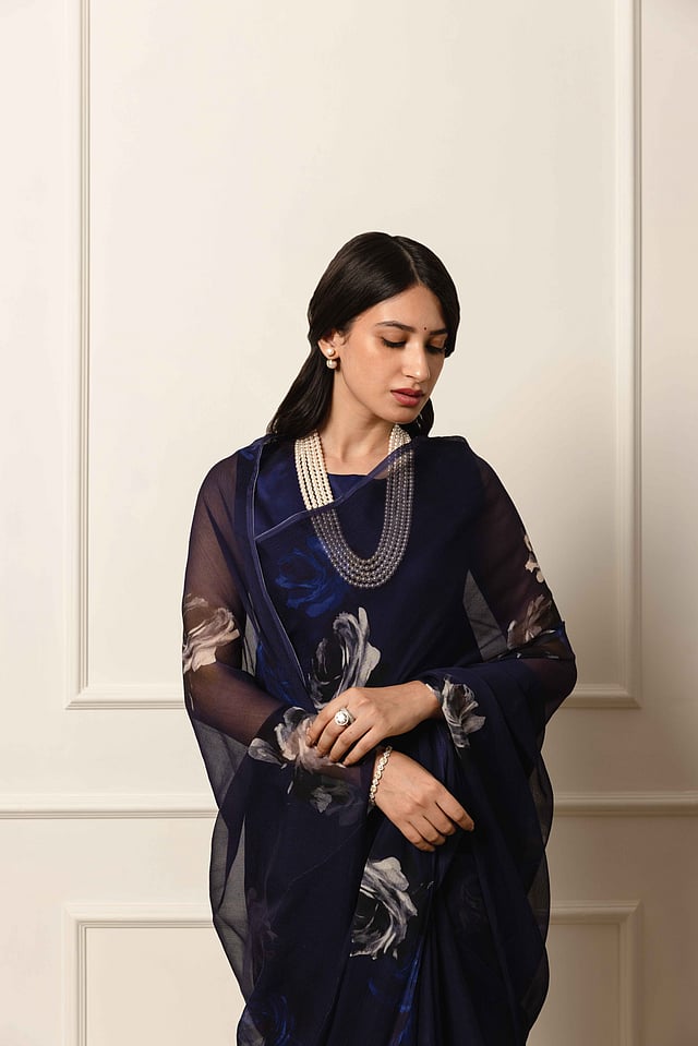 Handwoven silk sari by Atelier Shikaarbagh