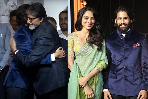Sobhita Dhulipala and Naga Chaitanya (L); wedding invite (R)
