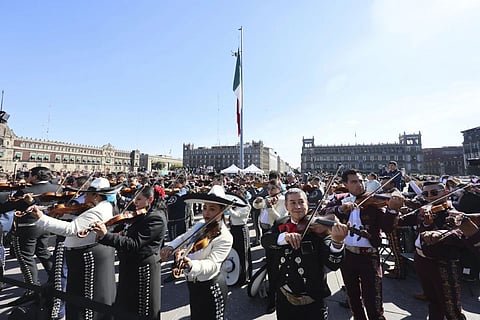 In Frame: Musicians performing in unison at Zocalo, Mexico