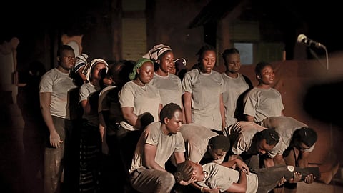 Actors participate in 'Recreatrales', an international theater festival held in Ouagadougou, Burkina Faso