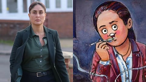 Kareena Kapoor (L); Artwork shared by Amul (R)