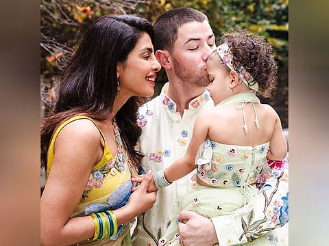 Nick Jonas, Malti Marie and Priyanka Chopra 