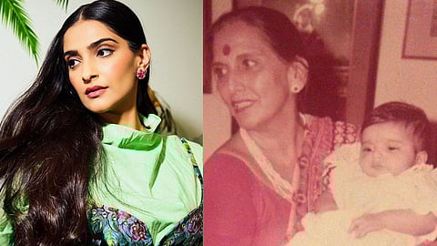 Sonam Kapoor (L); Duru Hingorani Bhambani with Sonam (R)