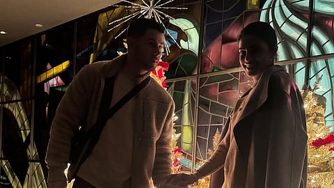 Nick Jonas, Malti Marie and Priyanka Chopra 