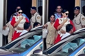 Deepika Padukone holds onto baby Dua as she exits Mumbai airport