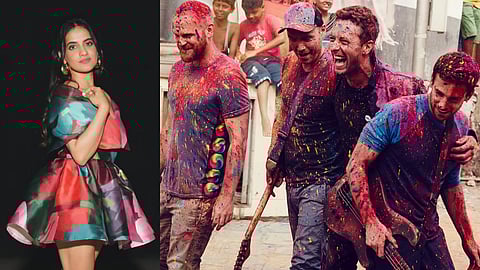 (L-R) Jasleen Royal and Members of Coldplay