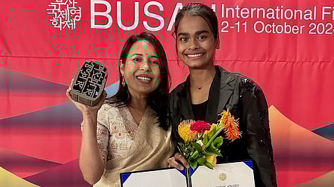 Rima Das (L) with the lead actor of Village Rockstars, Bhanita Das