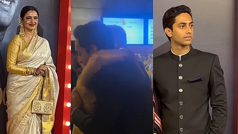 Rekha (L); Rekha and Agastya (C); Agastya Nanda (R)