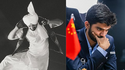 Diljit Dosanjh (L); Gukesh Dommaraju (R)