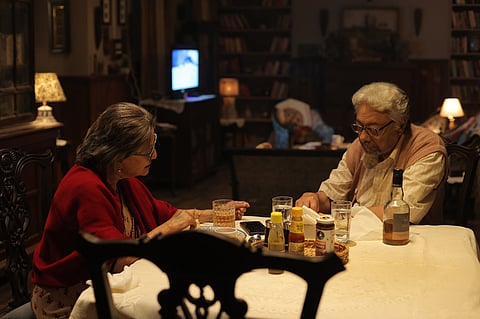 Aparna Sen and Anjan Dutt in a still from the film, Ei Raat Tomar Amar