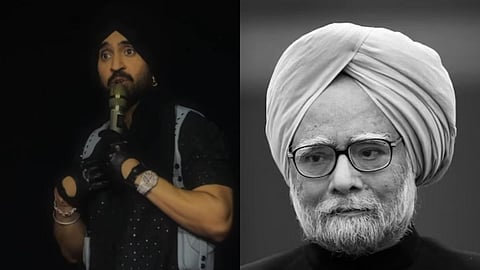 Diljit Dosanjh (L); Manmohan Singh (R)