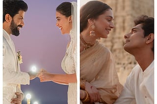 Antony Thattil and Keerthy Suresh; (right) Aditi Rao Hydari and Siddharth