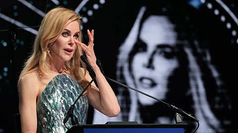 Nicole Kidman accepts the international star award for Babygirl during the 36th annual Palm Springs International Film Festival Awards Gala