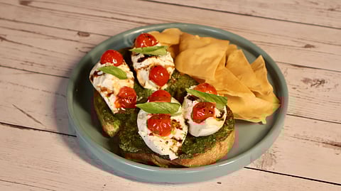 Fresh Basil Pesto and Burrata Toast