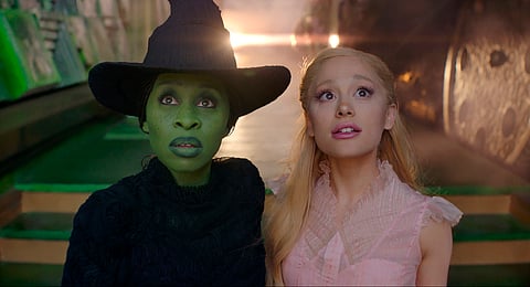 Image by Universal Pictures shows Cynthia Erivo (left) and Ariana Grande in a scene from the film 'Wicked'