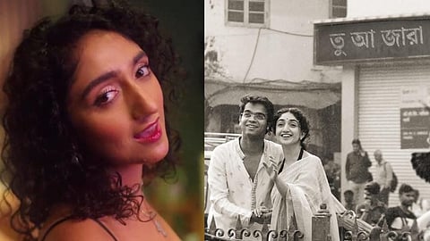 Sanjeeta Bhattacharya (L); a still from the track