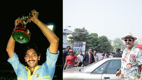 (L-R) Ravi Shastri after winning the 1985 Benson & Hedges Cup; Ravi during the roadshow in Mumbai recently