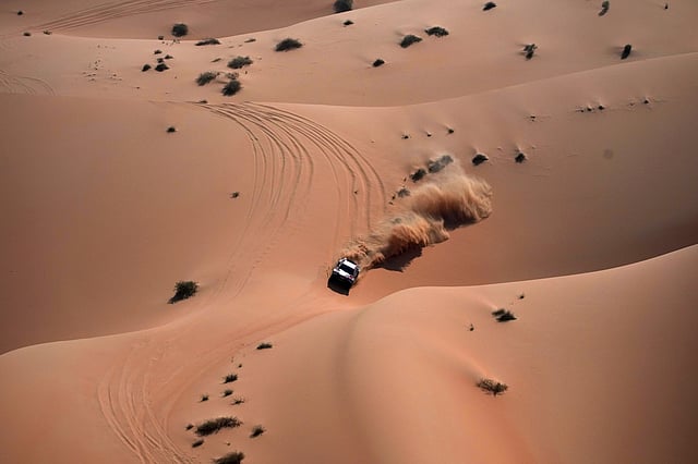 Driver Rokas Baciuska and co-driver Oriol Mena of Lithuania compete during the tenth stage of the Dakar Rally between Haradh and Shubaytah, Saudi Arabia, Wednesday, Jan. 15, 2025. 