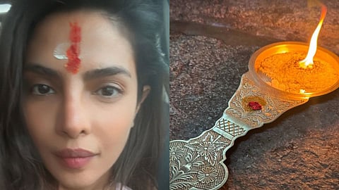 Priyanka Chopra seeks blessings at a Hyderabad temple, shares snaps on social media