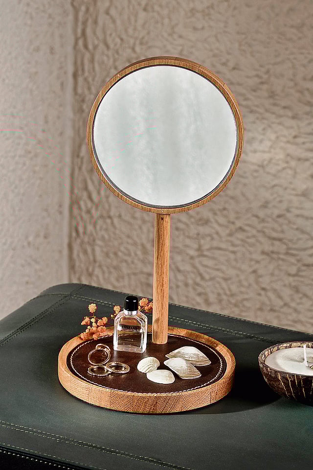 Birch tabletop mirror