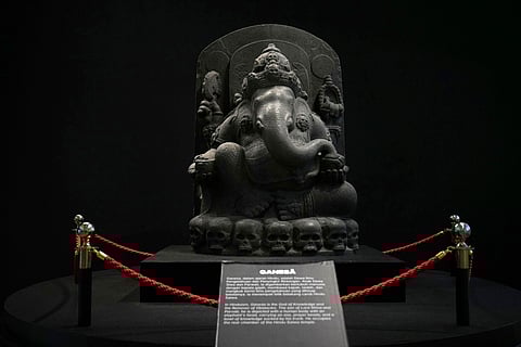 A statue of Hindu god Ganesha is displayed during an exhibition showing Indonesian historical artifacts repatriated from the Netherlands, at the National Museum in Jakarta, Indonesia, on January 8, 2025