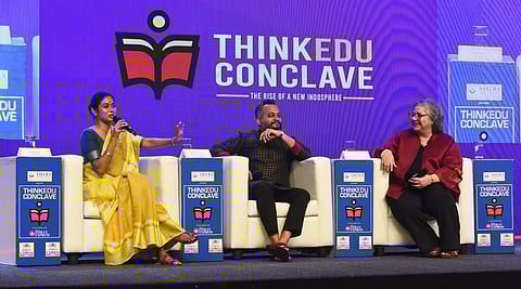 Radhe Jaggi (L) and Sandeep Narayan with Kaveree Bamzai