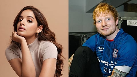 Lisa Mishra (L) and Ed Sheeran