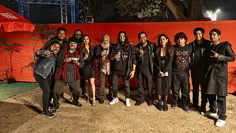 (L-R) Divesh, Devmitra, Subir, Ayush, Nysha, Rahul, Girish, Ashish, Srijita, Suhail, Dev, Akash Deep (The band with Subir, Girish and Rahul)