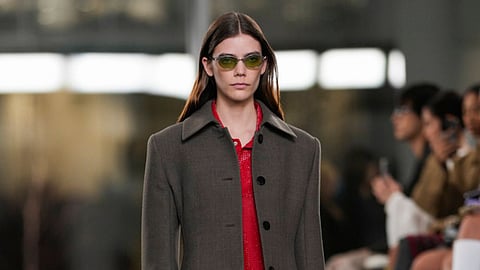 A model walks the runway during the Tory Burch Fall/Winter 2025 fashion show