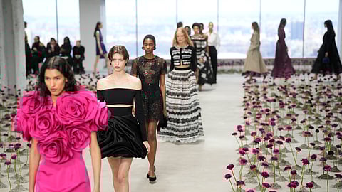 Models walk the runway during the Carolina Herrera Fall/Winter 2025 fashion show