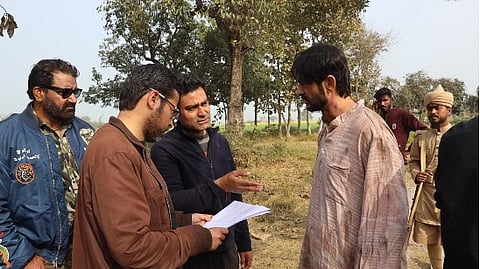 Hiten Tejwani (R) during the shoot of 'Baida'