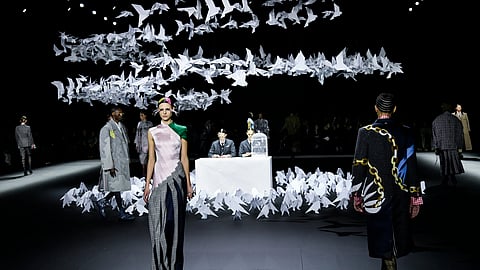 A model walks the runway during the Thom Browne Fall/Winter 2025 fashion show
