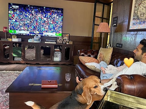 Varun Dhawan enjoys match with daughter Lara and pet Joey