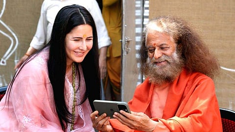 Actress Katrina Kaif visits the Parmarth Niketan camp during her visit to the Maha Kumbh
